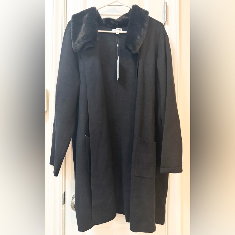 Kathy Ireland cardigan faux collar new xl